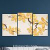 Full Frame 3 Parçalı Ahşap Poster - Basamaklı Yerleşim - Sar Çiçekli Ağaç (FF-BY052)