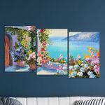 Full Frame 3 Parçalı Ahşap Poster - Basamaklı Yerleşim - Taraçadan Sahil (FF-BY042)