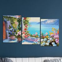 Full Frame 3 Parçalı Ahşap Poster - Basamaklı Yerleşim - Taraçadan Sahil (FF-BY042)