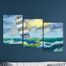 Full Frame 3 Parçalı Ahşap Poster - Basamaklı Yerleşim - Yelkenli ve Deniz (FF-BY038)