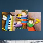 Full Frame 3 Parçalı Ahşap Poster - Basamaklı Yerleşim - Çocuk Trio (FF-BY022)