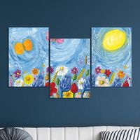 Full Frame 3 Parçalı Ahşap Poster - Basamaklı Yerleşim - Kelebekler ve Bahar (FF-BY004)