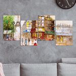 Full Frame 4 Parçalı Ahşap Poster - Basamaklı Yerleşim - Paris Caddeleri Fransa (FF-BY072)