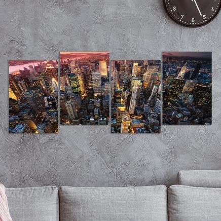 Full Frame 4 Parçalı Ahşap Poster - Basamaklı Yerleşim - Manhathan New York (FF-BY068)