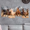 Full Frame 4 Parçalı Ahşap Poster - Basamaklı Yerleşim - Çöl Atları (FF-BY062)