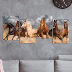 Full Frame 4 Parçalı Ahşap Poster - Basamaklı Yerleşim - Çöl Atları (FF-BY062)