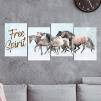 Full Frame 4 Parçalı Ahşap Poster - Basamaklı Yerleşim - Free Spirit (FF-BY060)