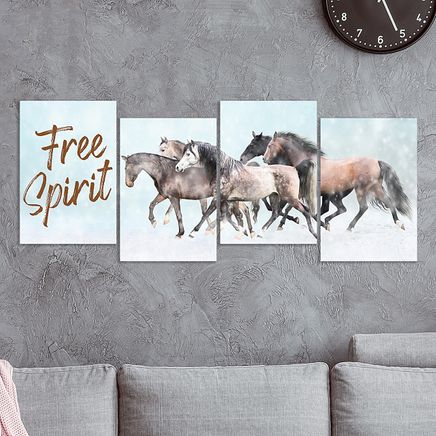 Full Frame 4 Parçalı Ahşap Poster - Basamaklı Yerleşim - Free Spirit (FF-BY060)
