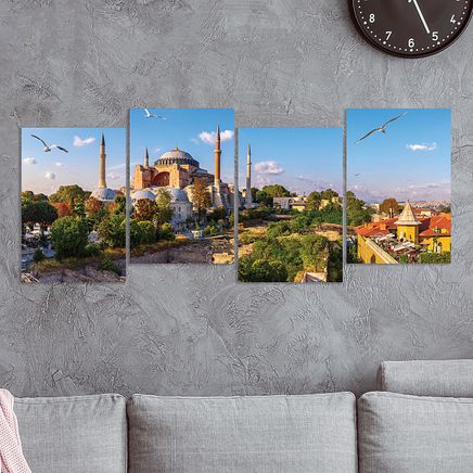 Full Frame 4 Parçalı Ahşap Poster - Basamaklı Yerleşim - Ayasofya (FF-BY058)
