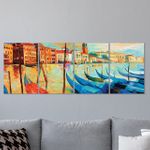 Full Frame 4 Parçalı Ahşap Poster - Hizalı Yerleşim - Venedik İtalya (FF-HY069)
