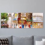 Full Frame 4 Parçalı Ahşap Poster - Hizalı Yerleşim - Paris Caddeleri Fransa (FF-HY071)
