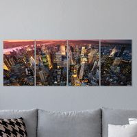 Full Frame 4 Parçalı Ahşap Poster - Hizalı Yerleşim - Manhathan New York (FF-HY067)