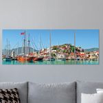 Full Frame 4 Parçalı Ahşap Poster - Hizalı Yerleşim - Marmaris Limanı (FF-HY065)