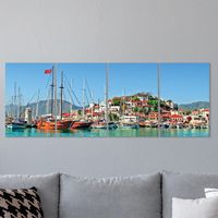 Full Frame 4 Parçalı Ahşap Poster - Hizalı Yerleşim - Marmaris Limanı (FF-HY065)