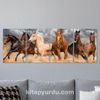 Full Frame 4 Parçalı Ahşap Poster - Hizalı Yerleşim - Çöl Atları (FF-HY061)