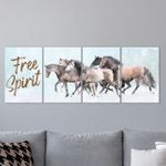 Full Frame 4 Parçalı Ahşap Poster - Hizalı Yerleşim - Free Spirit (FF-HY059)