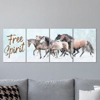 Full Frame 4 Parçalı Ahşap Poster - Hizalı Yerleşim - Free Spirit (FF-HY059)