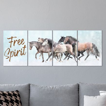 Full Frame 4 Parçalı Ahşap Poster - Hizalı Yerleşim - Free Spirit (FF-HY059)