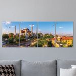 Full Frame 4 Parçalı Ahşap Poster - Hizalı Yerleşim - Ayasofya (FF-HY057)