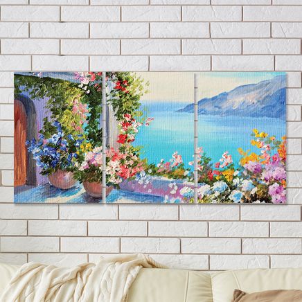 Full Frame 3 Parçalı Ahşap Poster - Hizalı Yerleşim - Taraçadan Sahil (FF-HY041)