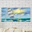 Full Frame 3 Parçalı Ahşap Poster - Hizalı Yerleşim - Yelkenli ve Deniz (FF-HY037)