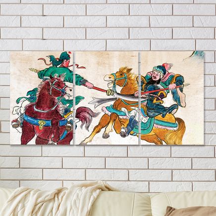 Full Frame 3 Parçalı Ahşap Poster - Hizalı Yerleşim - Atlıların Savaşı (FF-HY023)