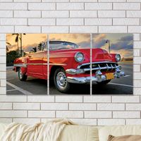 Full Frame 3 Parçalı Ahşap Poster - Hizalı Yerleşim - Chewrolete 1954 (FF-HY009)