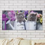 Full Frame 3 Parçalı Ahşap Poster - Hizalı Yerleşim - Sulama Kovasında Kedicikler (FF-HY007)