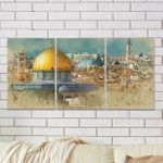 Full Frame 3 Parçalı Ahşap Poster - Hizalı Yerleşim - Kubbet-üs Sahra (FF-HY001)