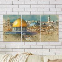 Full Frame 3 Parçalı Ahşap Poster - Hizalı Yerleşim - Kubbet-üs Sahra (FF-HY001)
