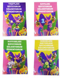 Çocuklar İçin Eğlenceli Eğitici Boyama Seti (4 Kitap)
