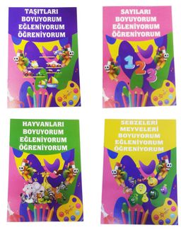 Çocuklar İçin Eğlenceli Eğitici Boyama Seti (4 Kitap)