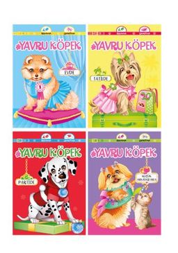 Yavru Köpek Seti 4'lü Kitap Seti / 4 Çıkartmalı Kitap Bir Arada