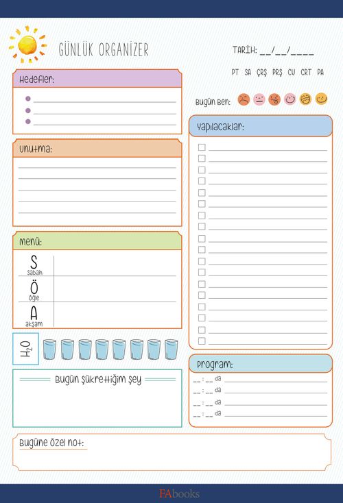 Günlük Organizer Bloknot