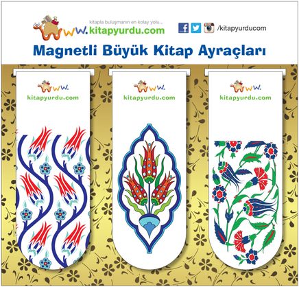 Magnetli Büyük Kitap Ayraçları / Tezhip Temalı