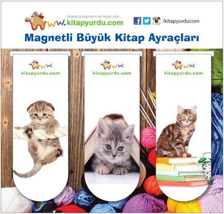 Magnetli Büyük Kitap Ayraçları / Kedi Temalı