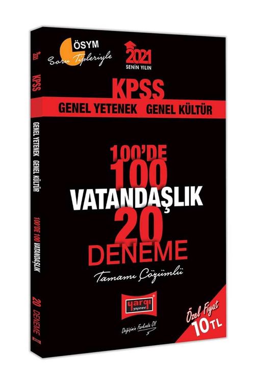 2021 KPSS Vatandaşlık 100'de 100 Tamamı Çözümlü 20 Deneme