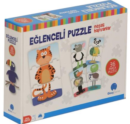 Eğlenceli Puzzle - Neşeli Hayvanlar (36 Parça-Büyük Boy)