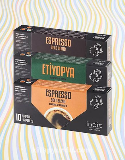 İndie Espresso Etiyopya+Bold+Soft Blend Kapsül Kahve (30'lu)