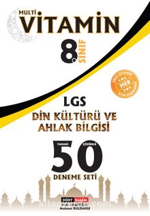Multivitamin 8. Sınıf LGS Din Kültürü ve Ahlak Bilgisi Tamamı Çözümlü 50 Deneme Seti - Mehmet Buldanlı