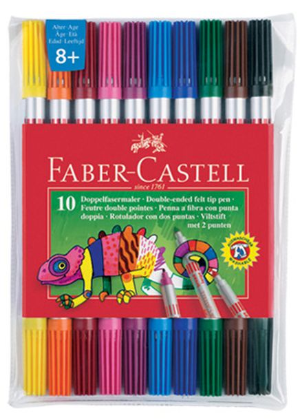 Faber-Castell Çift Uçlu Keçeli Kalem,10 Renk  (5068151110)