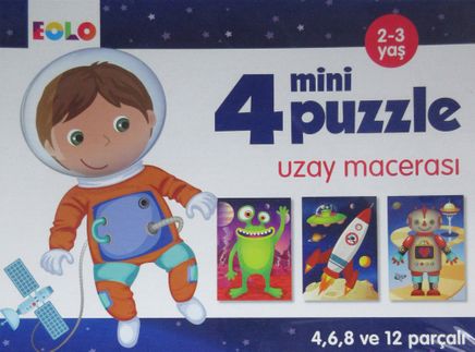 4 Mini Puzzle  Uzay Macerası (2-3 Yaş)