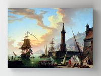 Full Frame Rulo Kanvas - Claude-Joseph Vernet - A Seaport (FF-KT038)