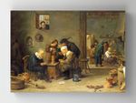 Full Frame Rulo Kanvas - David Teniers the Younger - Two Men playing Cards in the Kitchen of an Inn (FF-KT043)