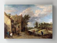 Full Frame Rulo Kanvas - David Teniers the Younger - Peasants playing Bowls outside a Village Inn	(FF-KT042)