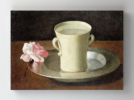 Full Frame Rulo Kanvas - Francisco de Zurbarán - A Cup of Water and a Rose (FF-KT063)