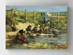 Full Frame Rulo Kanvas - Eugène Boudin - Laundresses by a Stream	(FF-KT081)