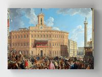 Full Frame Rulo Kanvas - Giovanni Paolo Panini - The Lottery in Piazza di Montecitorio (FF-KT073)