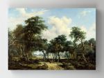 Full Frame Rulo Kanvas - Meindert Hobbema - A Woody Landscape with a Cottage (FF-KT110)