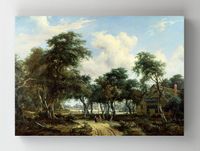 Full Frame Rulo Kanvas - Meindert Hobbema - A Woody Landscape with a Cottage (FF-KT110)